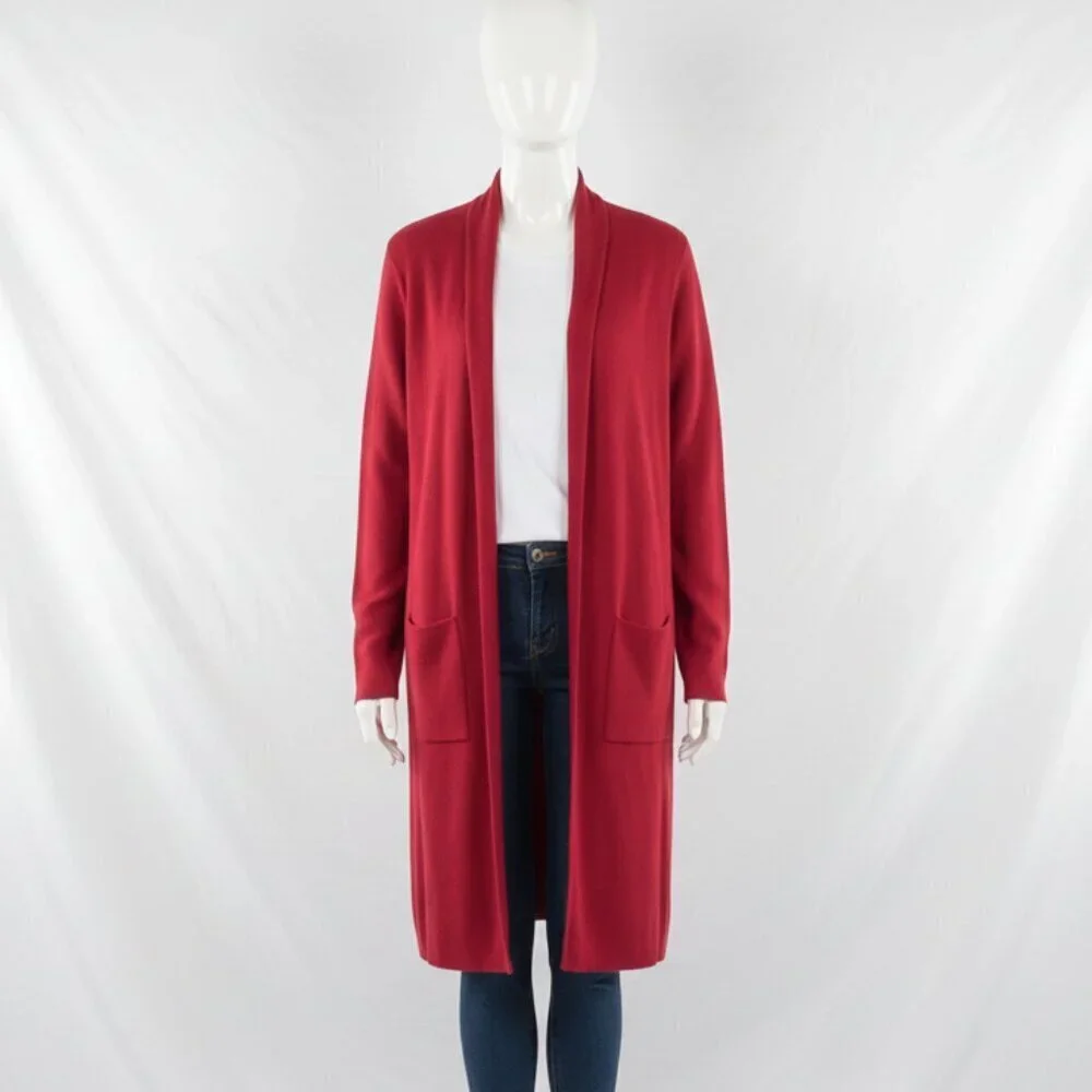 NWOT Chico's Women's Chunky Collared Red Duster Cardigan L